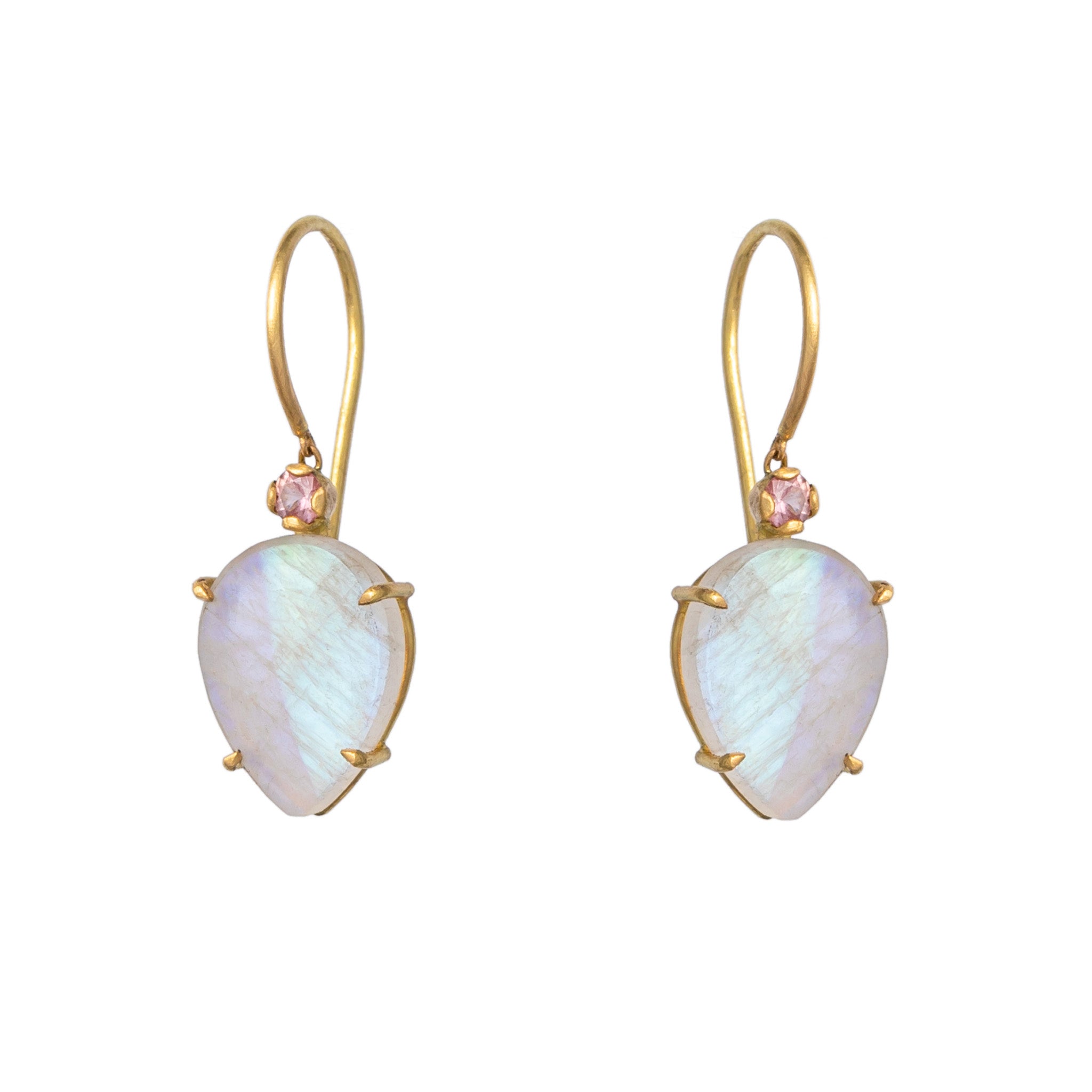 18ct Gold, Moonstones and Sapphire Selene Earrings